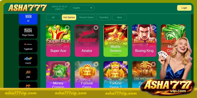 Popular ASHA777 Slots games